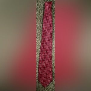 Vintage Revillon Paris 100% Silk Red and Black Geometric Tie